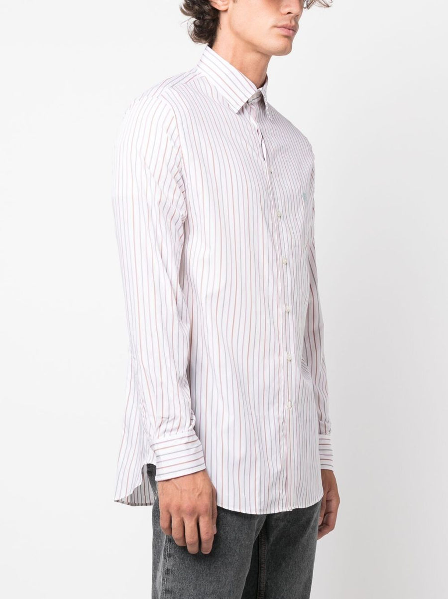 Etro Striped Embroidered Shirt For Men Premium Pure Cotton Luxury Smart Casual Essential