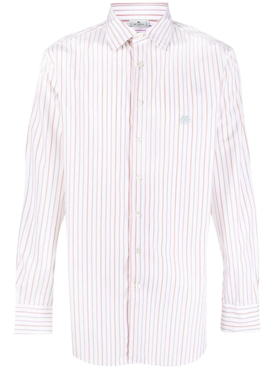 Etro Striped Embroidered Shirt For Men Premium Pure Cotton Luxury Smart Casual Essential