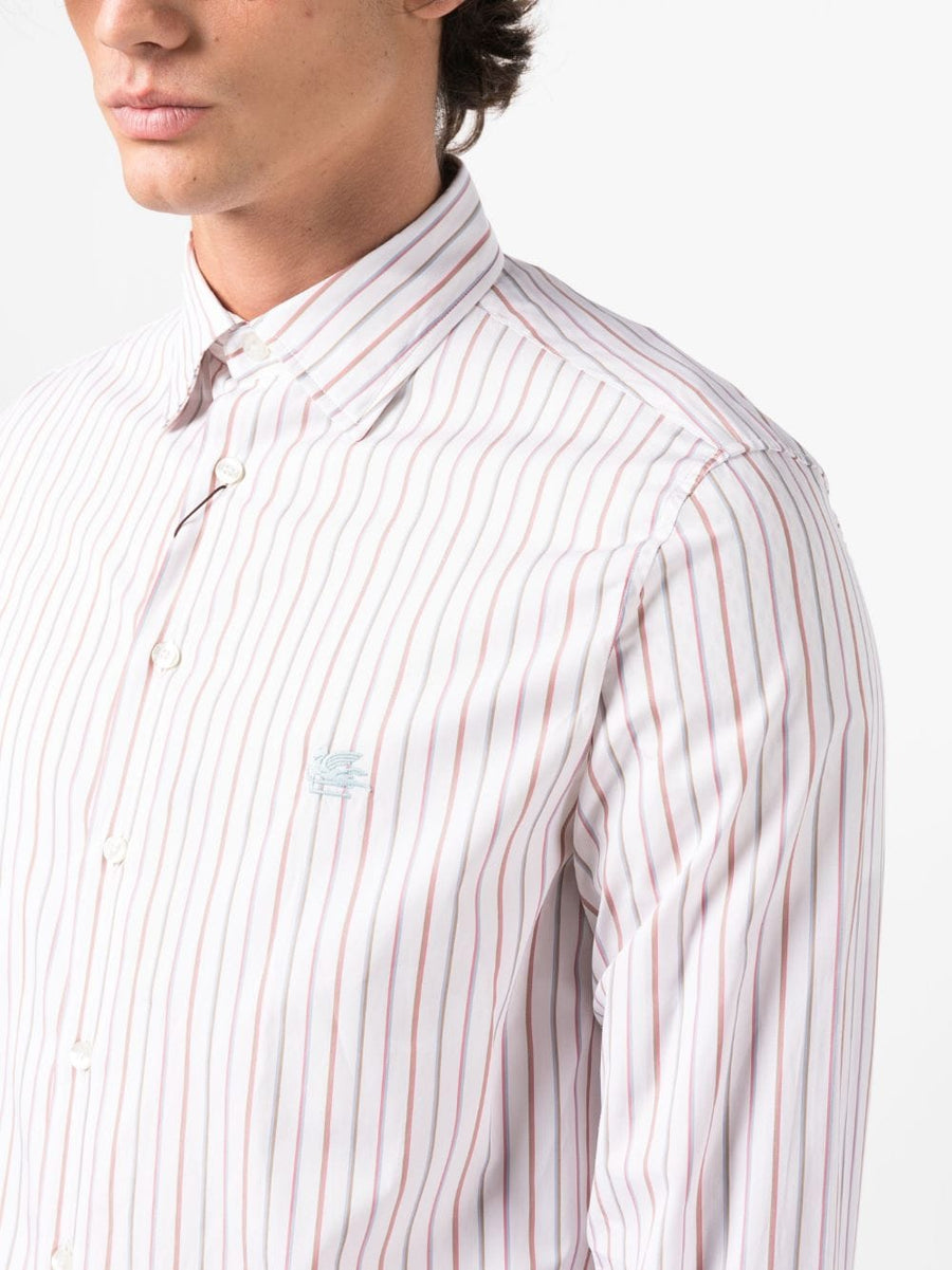 Etro Striped Embroidered Shirt For Men Premium Pure Cotton Luxury Smart Casual Essential