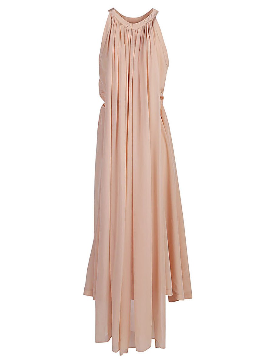 Crida Silk Midi Dress Pink 100 Percent Silk Resort Ready True To Size Draped Silhouette For Women
