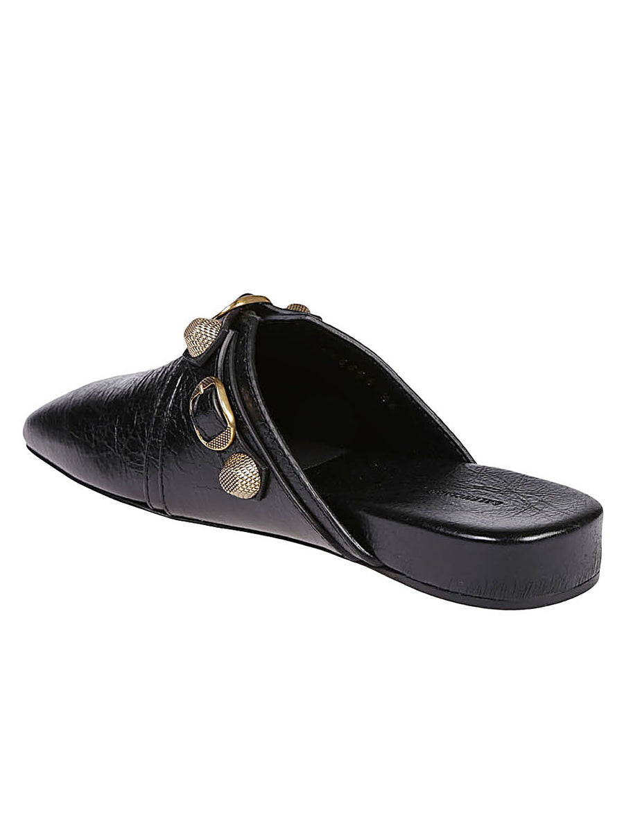 Balenciaga Cozy Cagole Leather Mules Black For Women Luxury Statement Backless Slip Ons One Inch Heel