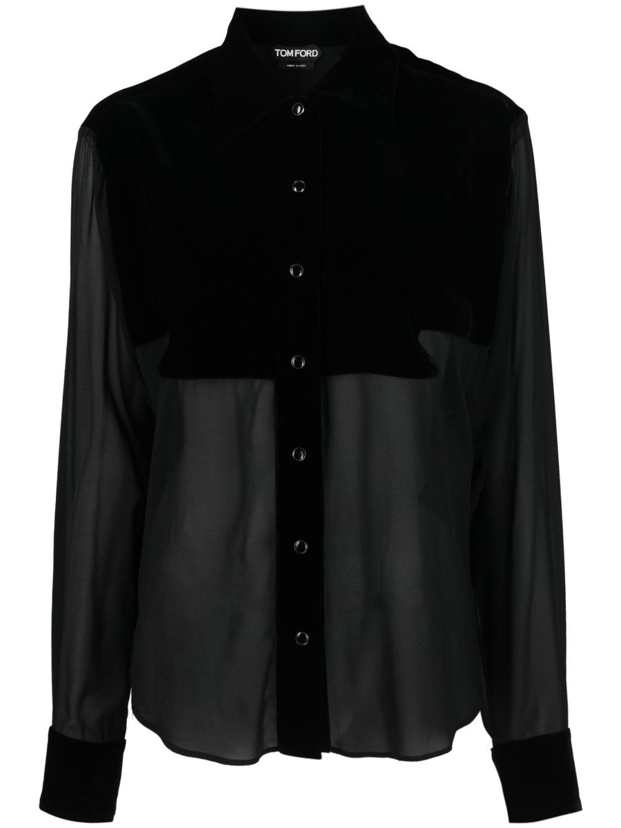 Tom Ford Silk Georgette Shirt for Women Full Silk Lining Panelled Silhouette Versatile Work Eveningwear