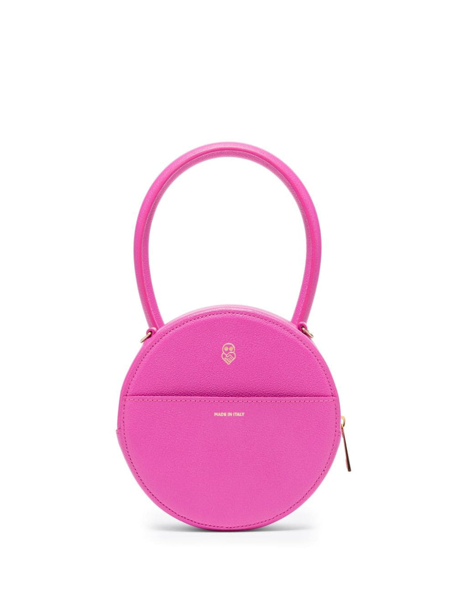 Az Factory Round Cake Tote Bag By Ester Manas Fuchsia Calf Leather Clutch Crossbody With Detachable Strap For Women