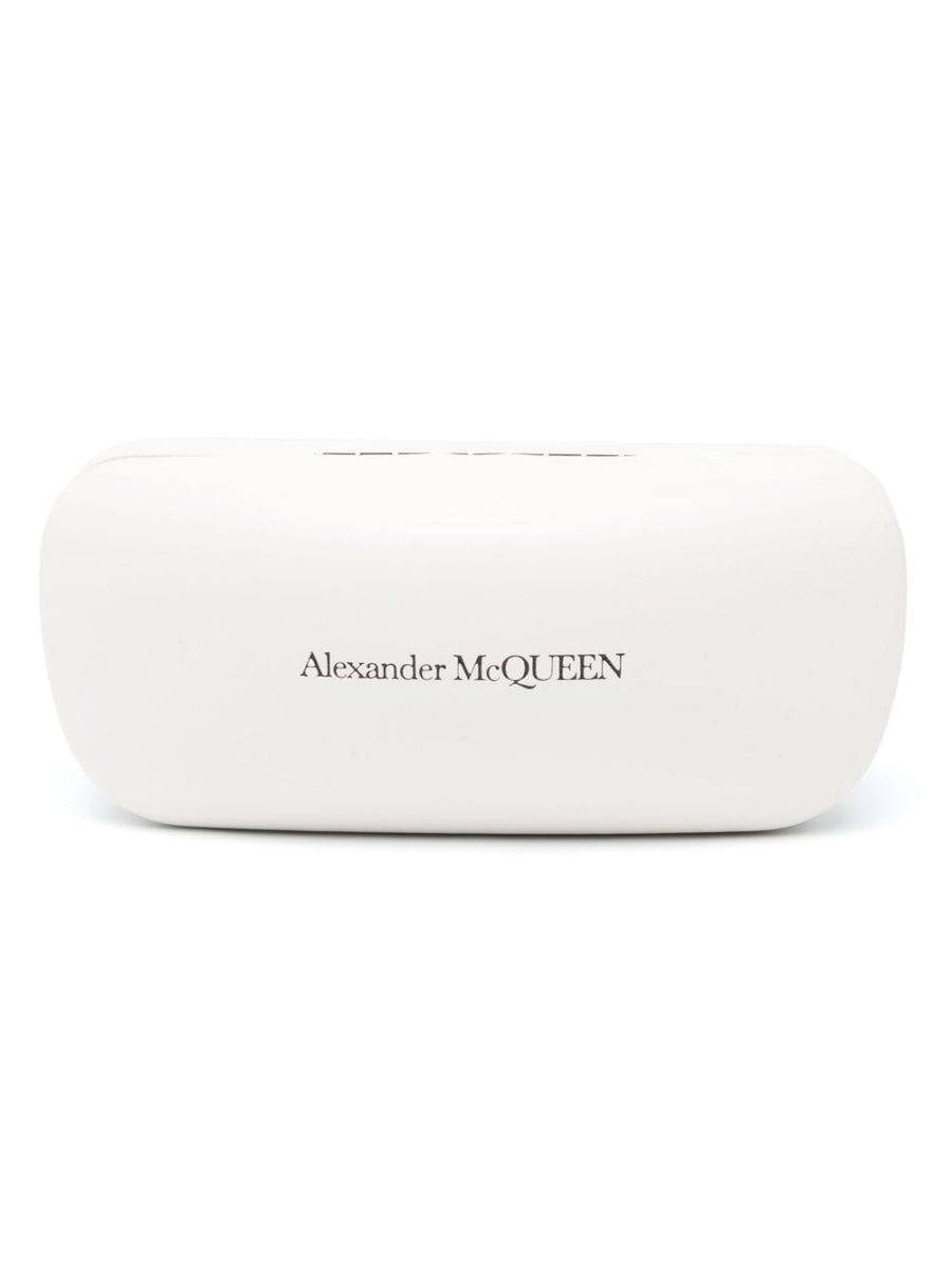 Alexander McQueen Sunglasses Rect Frame With Spike Stud Detail Black Acetate Lenses Grey UV Protection For Women