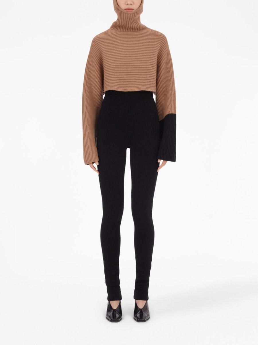 Ferragamo Cashmere Cropped Hoodie For Women Colorblock Wool Blend Luxury Comfort