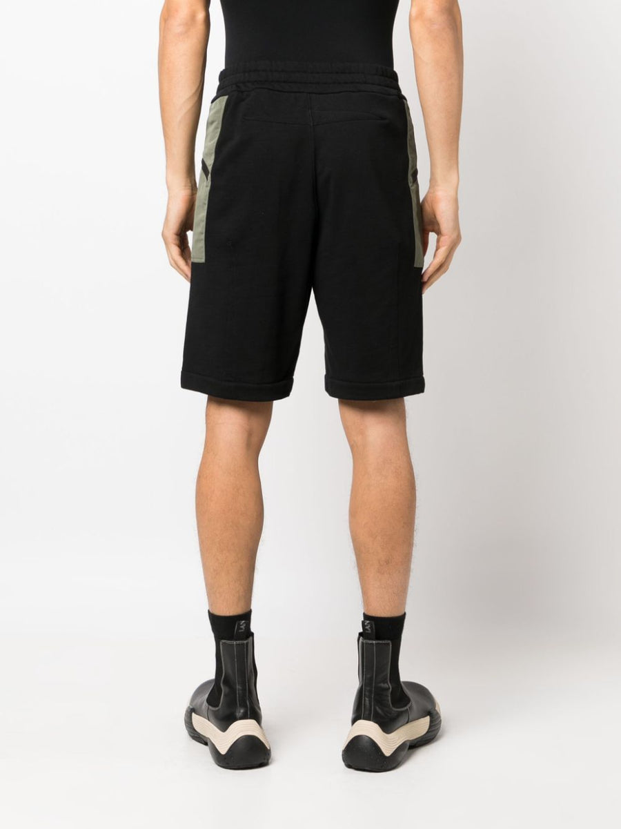 Alexander McQueen Two Tone Elasticated Track Shorts For Men Black Olive Organic Cotton