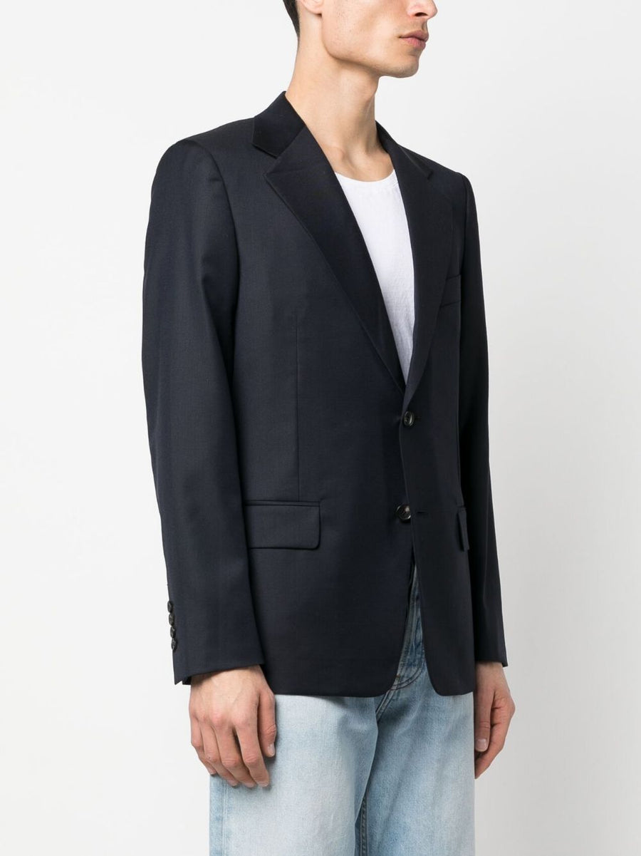 Lanvin Blue Wool Jacket for Men Timeless Single Breasted Blazer with Notched Lapels Office to Evening