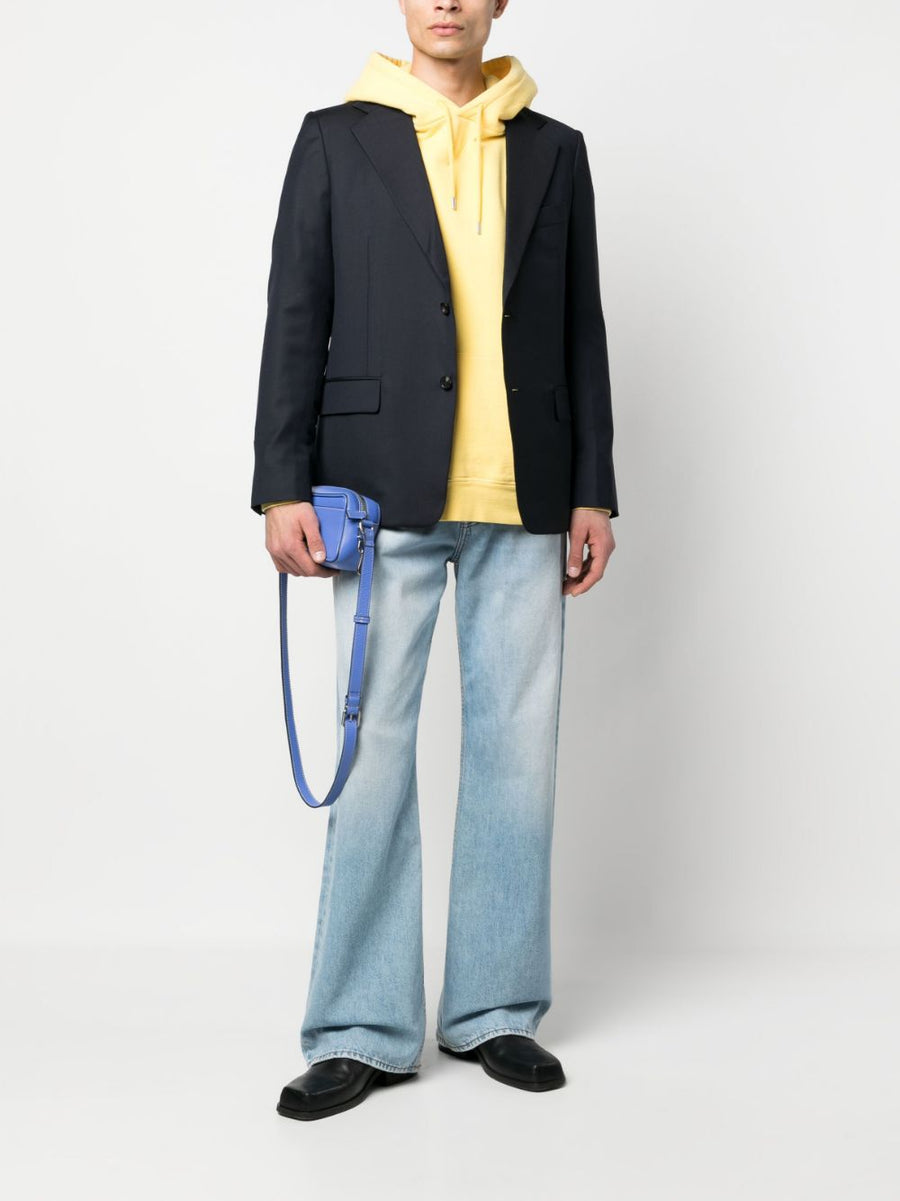 Lanvin Blue Wool Jacket for Men Timeless Single Breasted Blazer with Notched Lapels Office to Evening