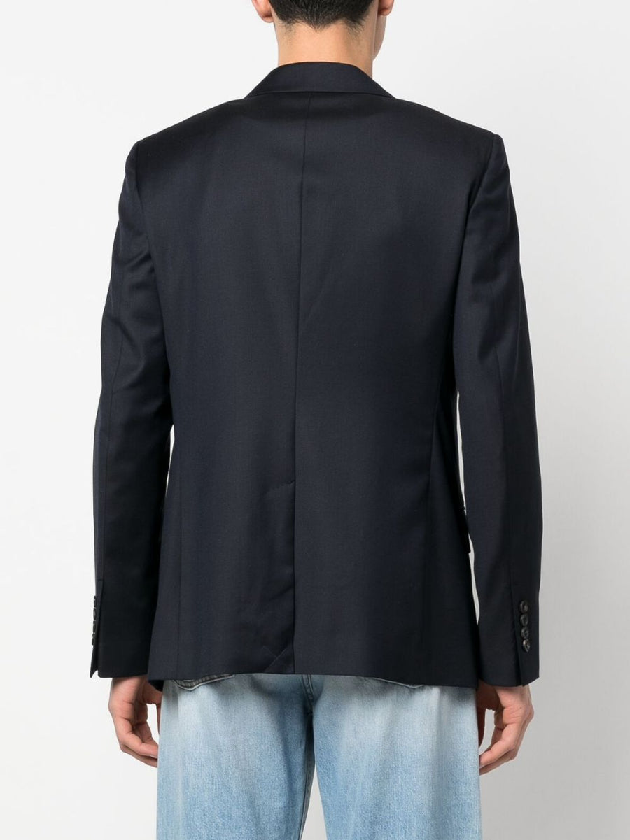 Lanvin Blue Wool Jacket for Men Timeless Single Breasted Blazer with Notched Lapels Office to Evening
