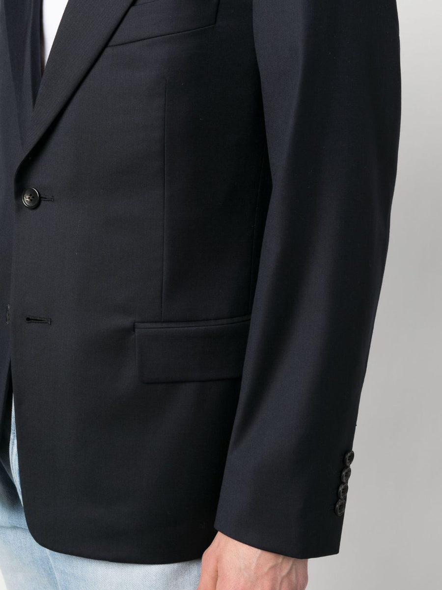 Lanvin Blue Wool Jacket for Men Timeless Single Breasted Blazer with Notched Lapels Office to Evening