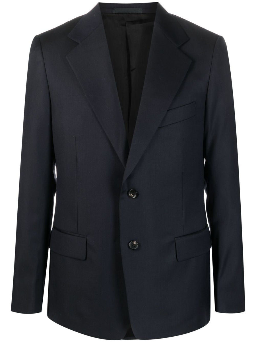 Lanvin Blue Wool Jacket for Men Timeless Single Breasted Blazer with Notched Lapels Office to Evening