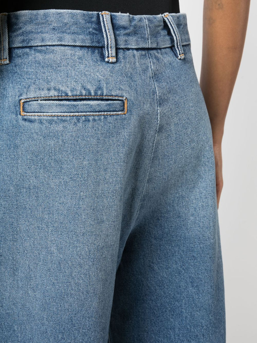Armarium Denim Shorts Indigo Wash Mid Rise Wide Leg 100 Percent Cotton For Women Timeless Versatile Day To Night
