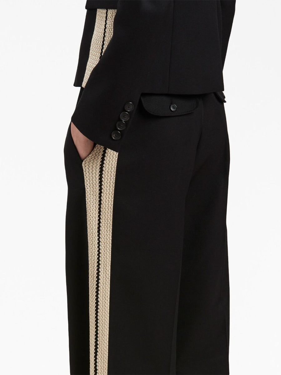 Palm Angels Wool Blend Trousers For Women With Tailored Straight Leg Luxury Black