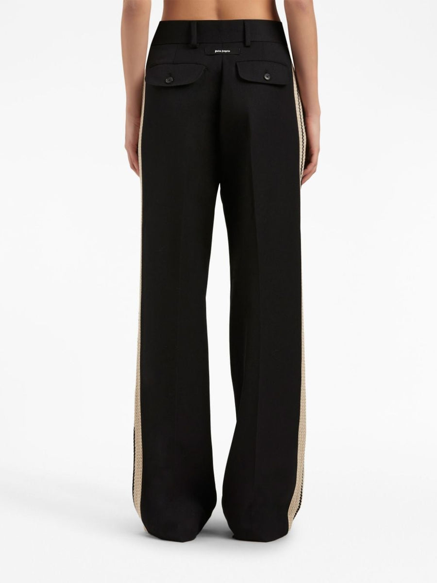Palm Angels Wool Blend Trousers For Women With Tailored Straight Leg Luxury Black