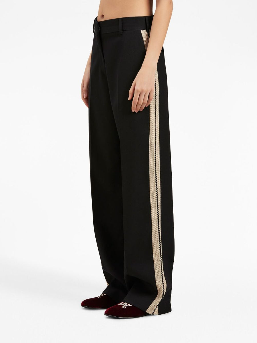 Palm Angels Wool Blend Trousers For Women With Tailored Straight Leg Luxury Black
