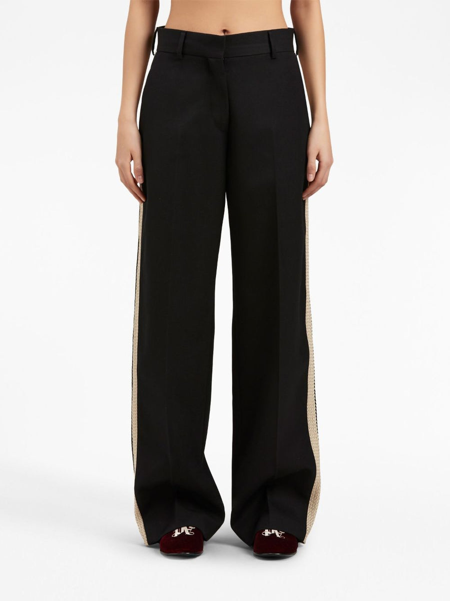 Palm Angels Wool Blend Trousers For Women With Tailored Straight Leg Luxury Black