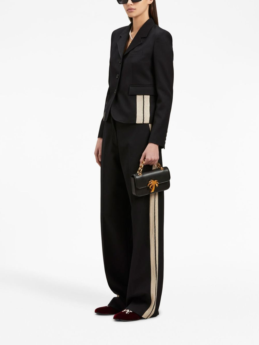 Palm Angels Wool Blend Trousers For Women With Tailored Straight Leg Luxury Black