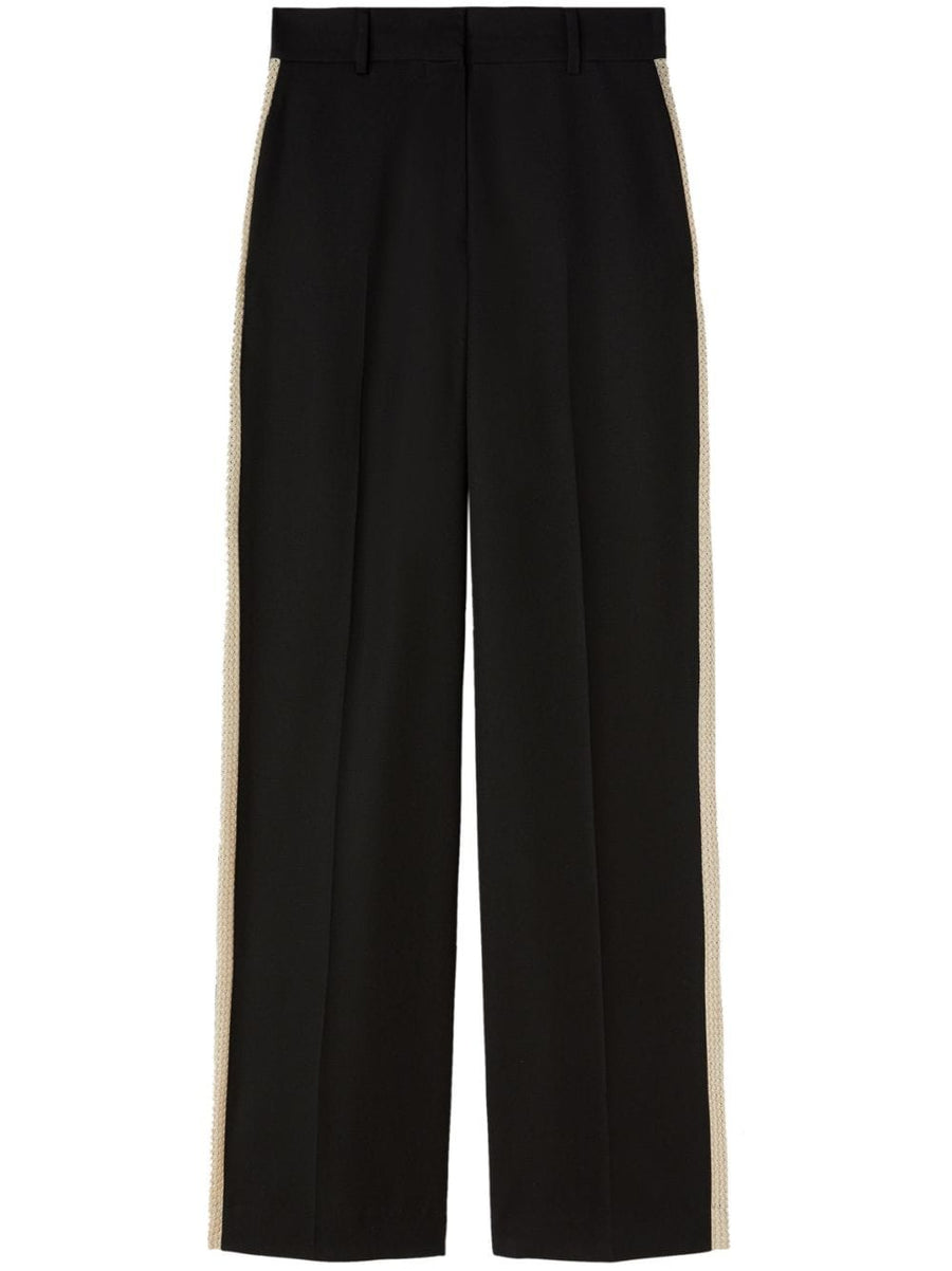 Palm Angels Wool Blend Trousers For Women With Tailored Straight Leg Luxury Black