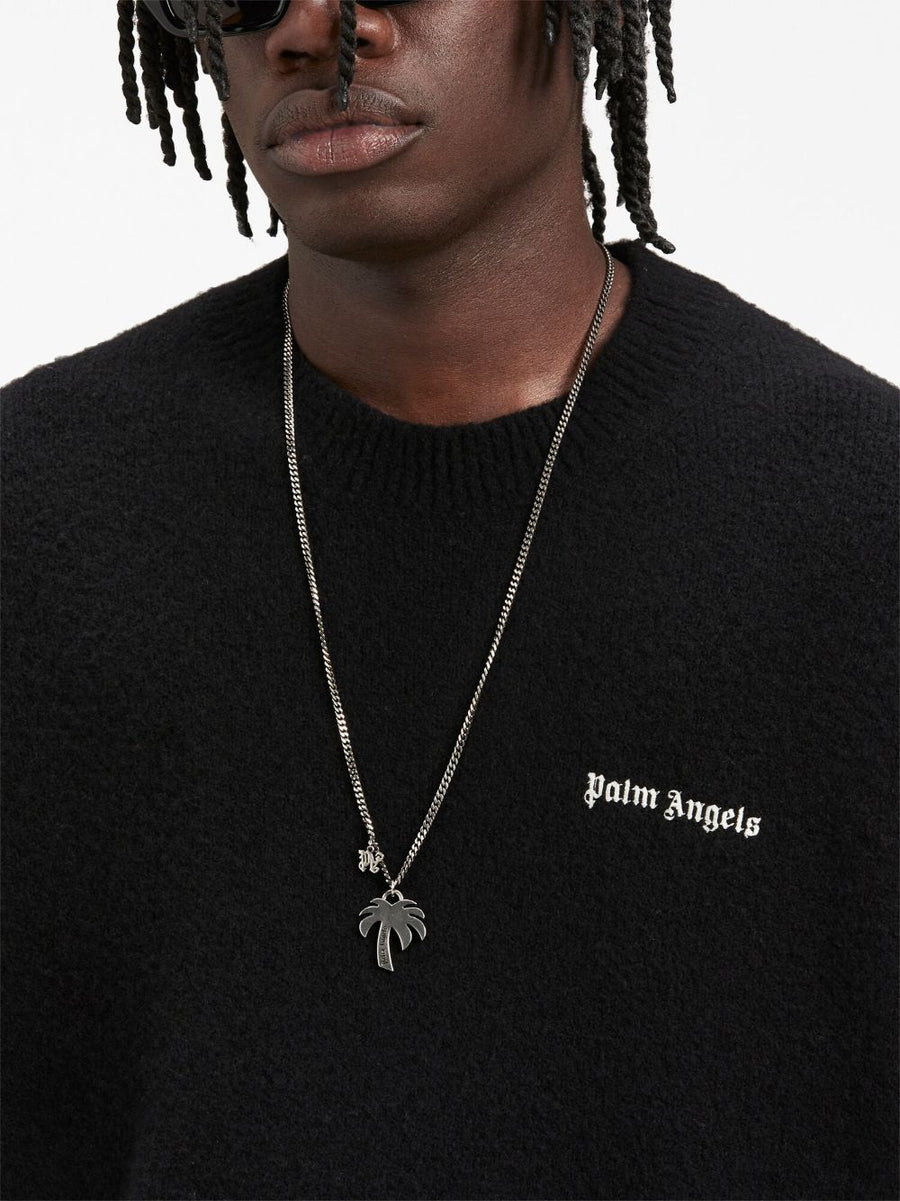 Palm Angels Basic Logo Merino Cashmere Knit Sweater for Men Premium Luxury Everyday Wear