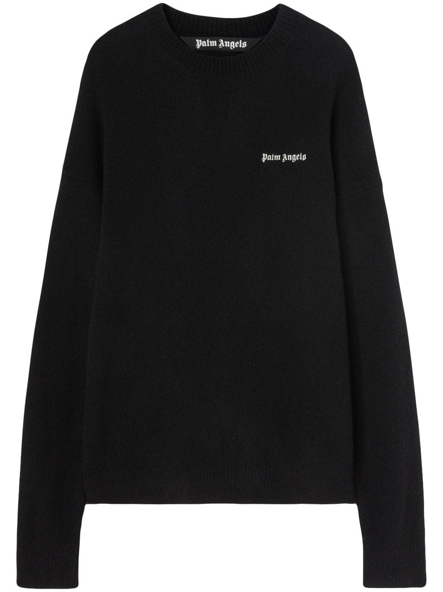 Palm Angels Basic Logo Merino Cashmere Knit Sweater for Men Premium Luxury Everyday Wear