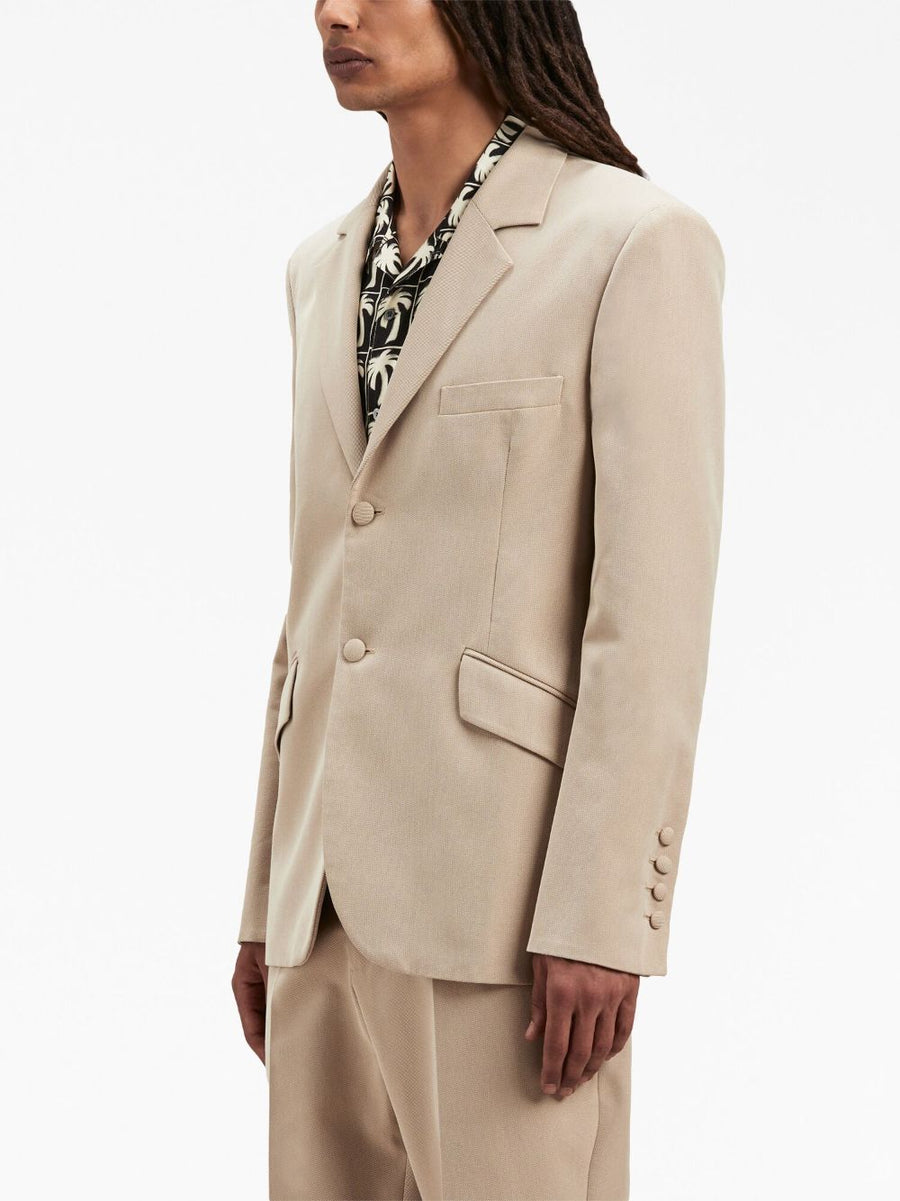 Palm Angels Viscose Blazer For Men Premium Beige Cotton Blend Fitted Retro Silhouette Luxury Details