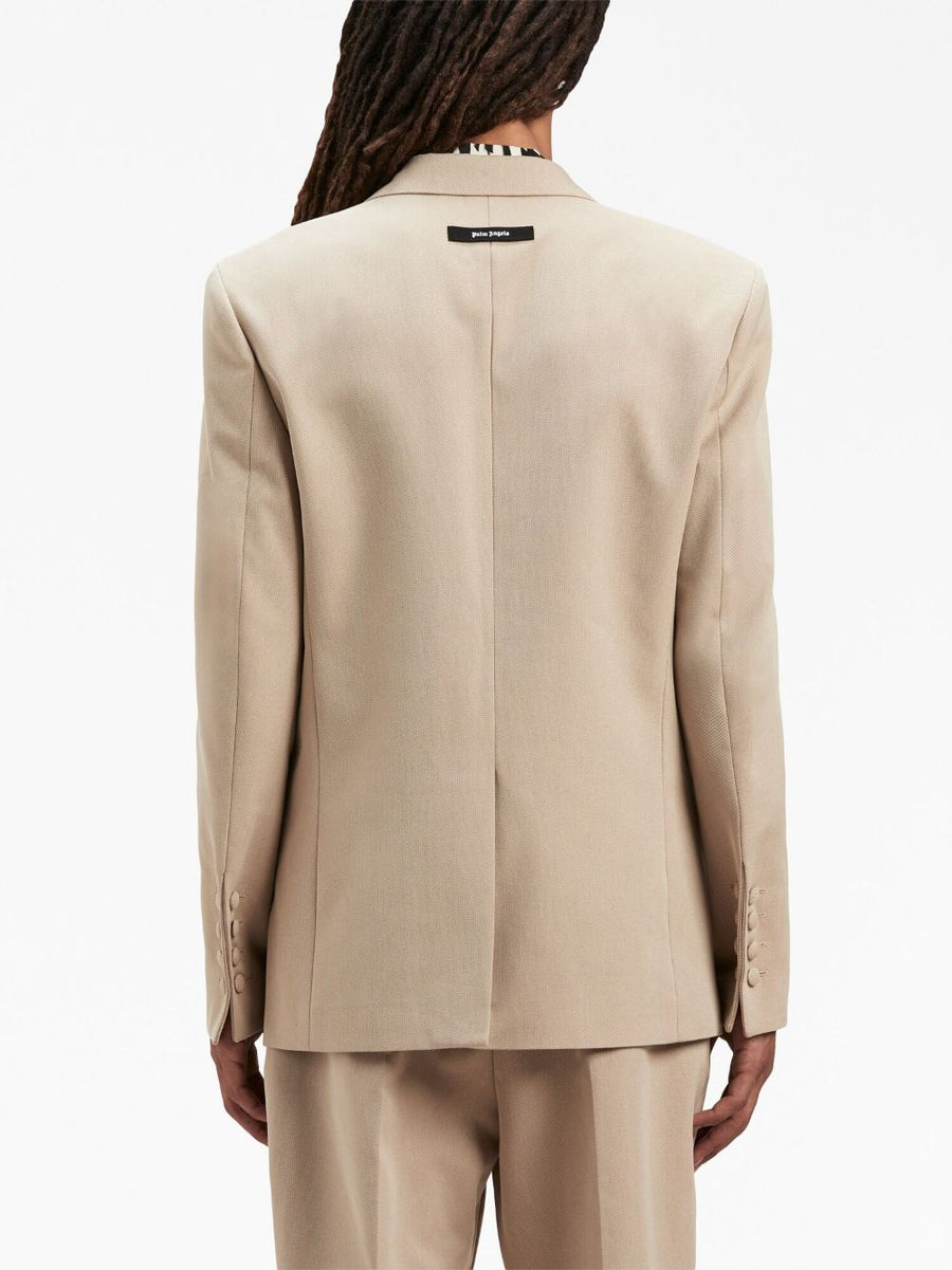 Palm Angels Viscose Blazer For Men Premium Beige Cotton Blend Fitted Retro Silhouette Luxury Details