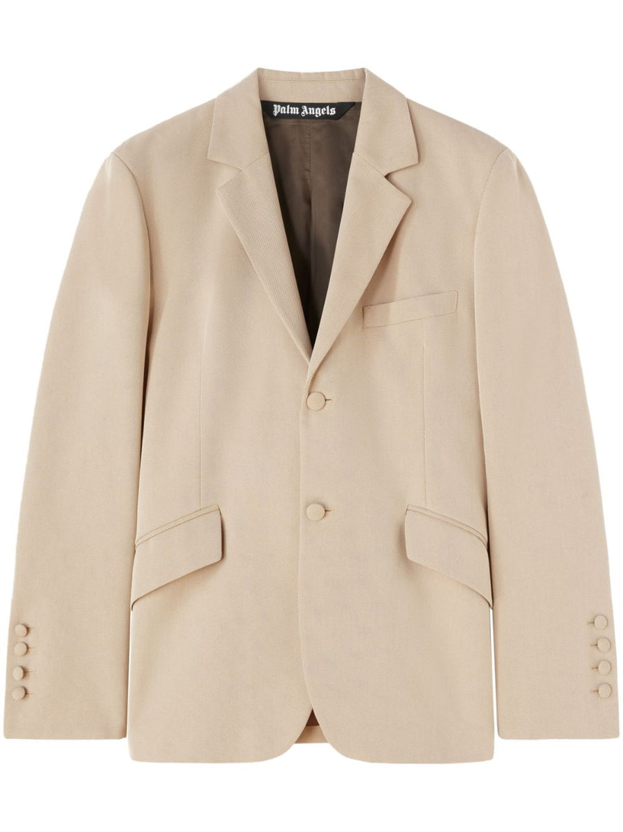 Palm Angels Viscose Blazer For Men Premium Beige Cotton Blend Fitted Retro Silhouette Luxury Details