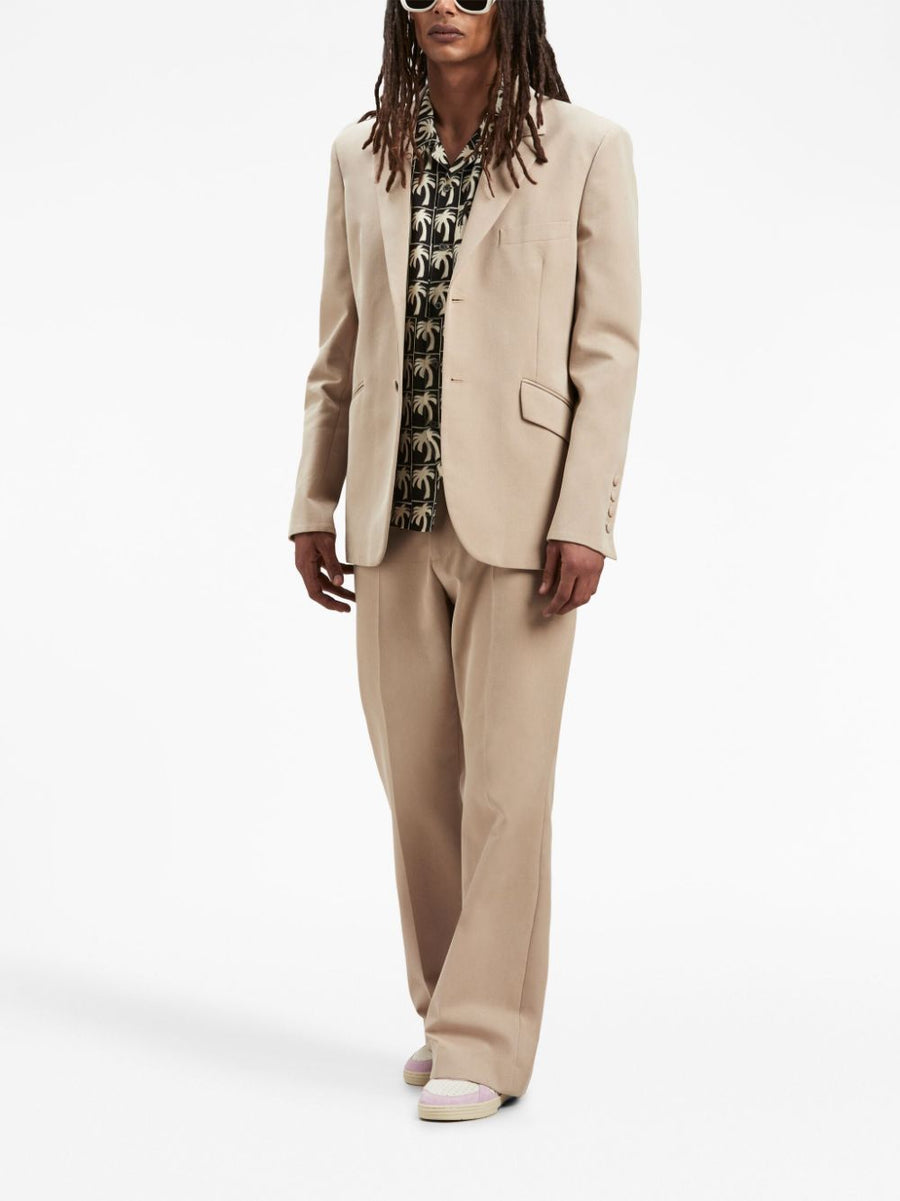 Palm Angels Viscose Blazer For Men Premium Beige Cotton Blend Fitted Retro Silhouette Luxury Details