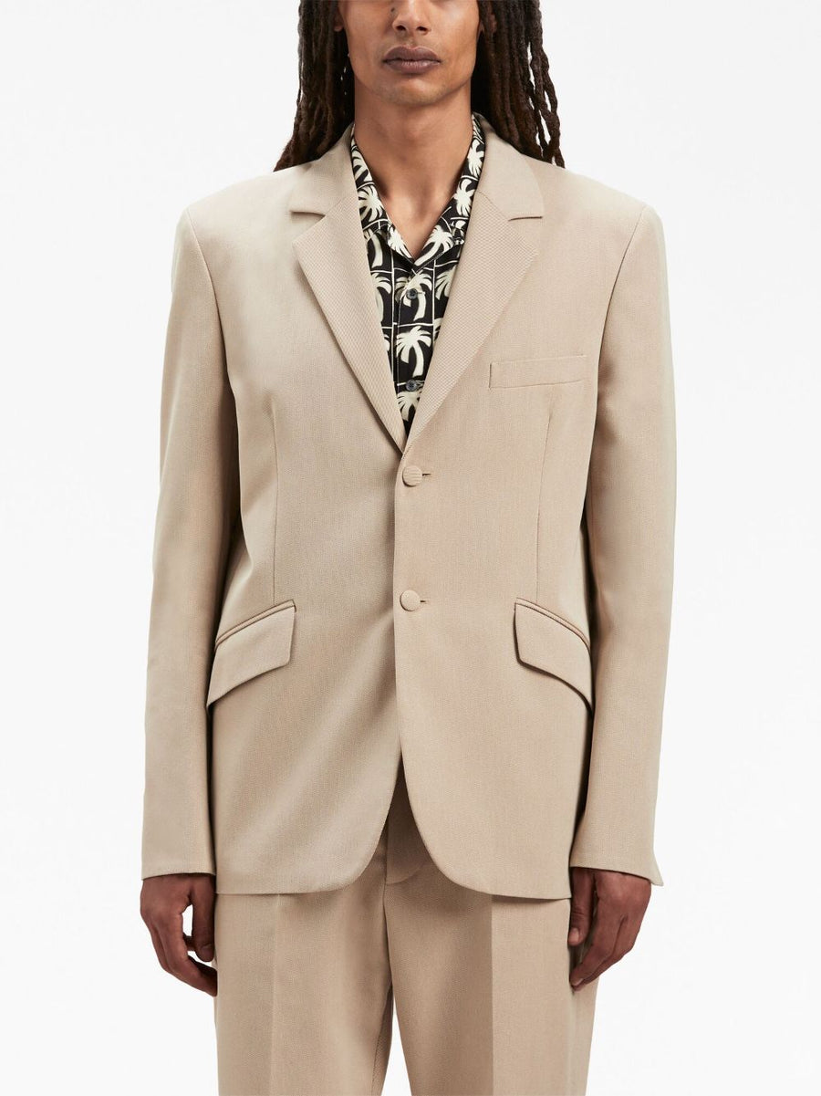 Palm Angels Viscose Blazer For Men Premium Beige Cotton Blend Fitted Retro Silhouette Luxury Details