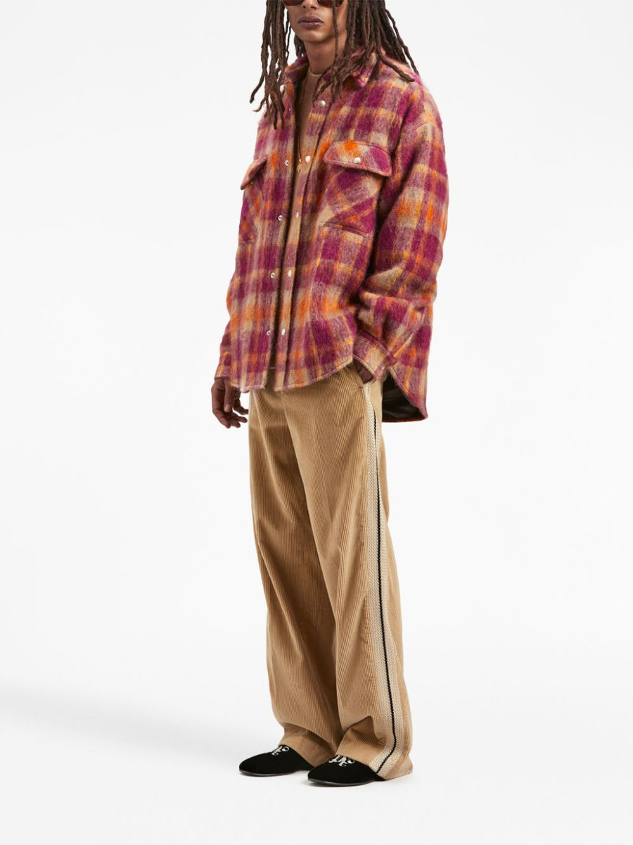 Palm Angels Checked Wool Overshirt For Men, Premium Plaid Jacket Layer, Versatile Warm Outerwear