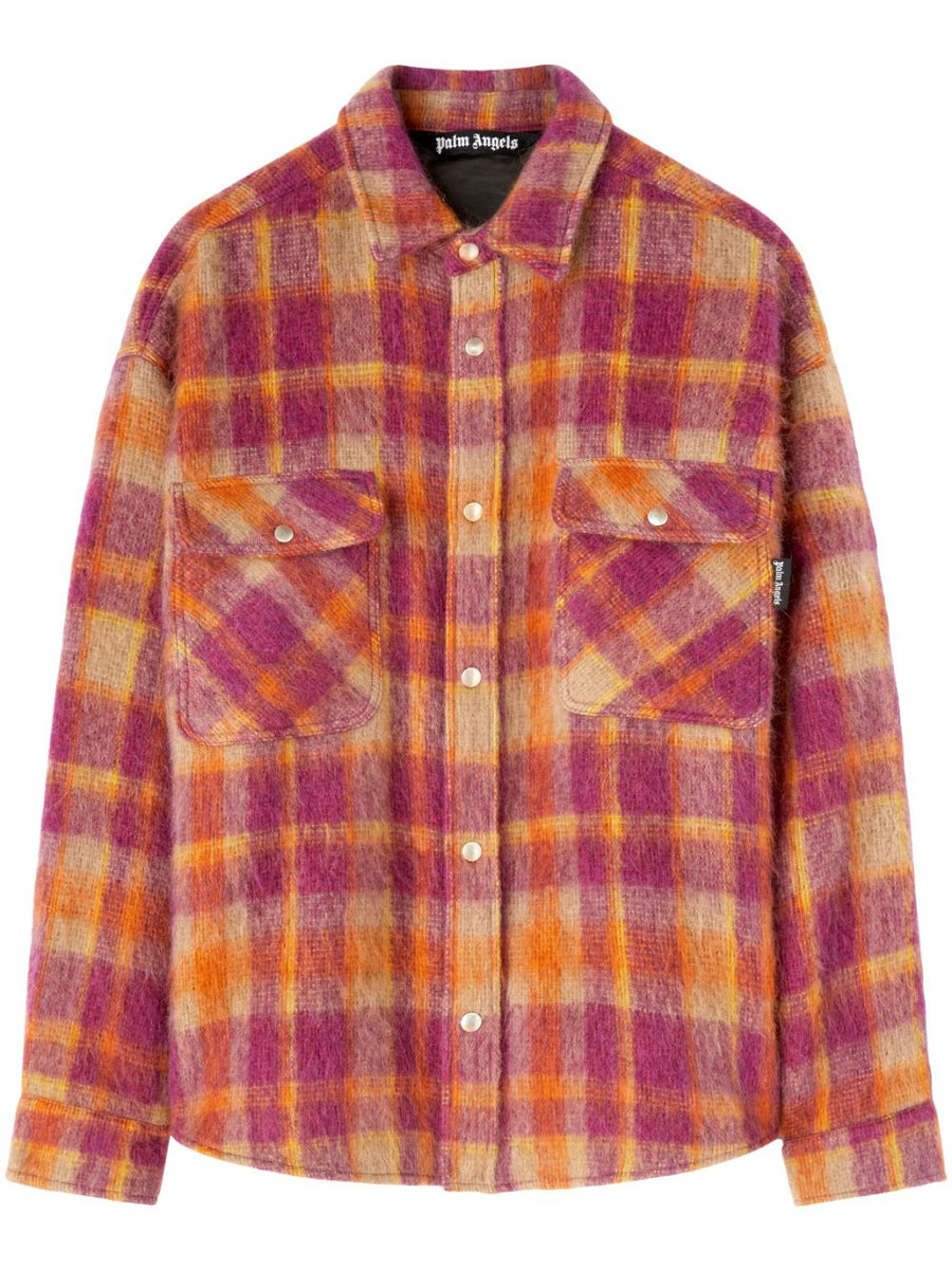 Palm Angels Checked Wool Overshirt For Men, Premium Plaid Jacket Layer, Versatile Warm Outerwear