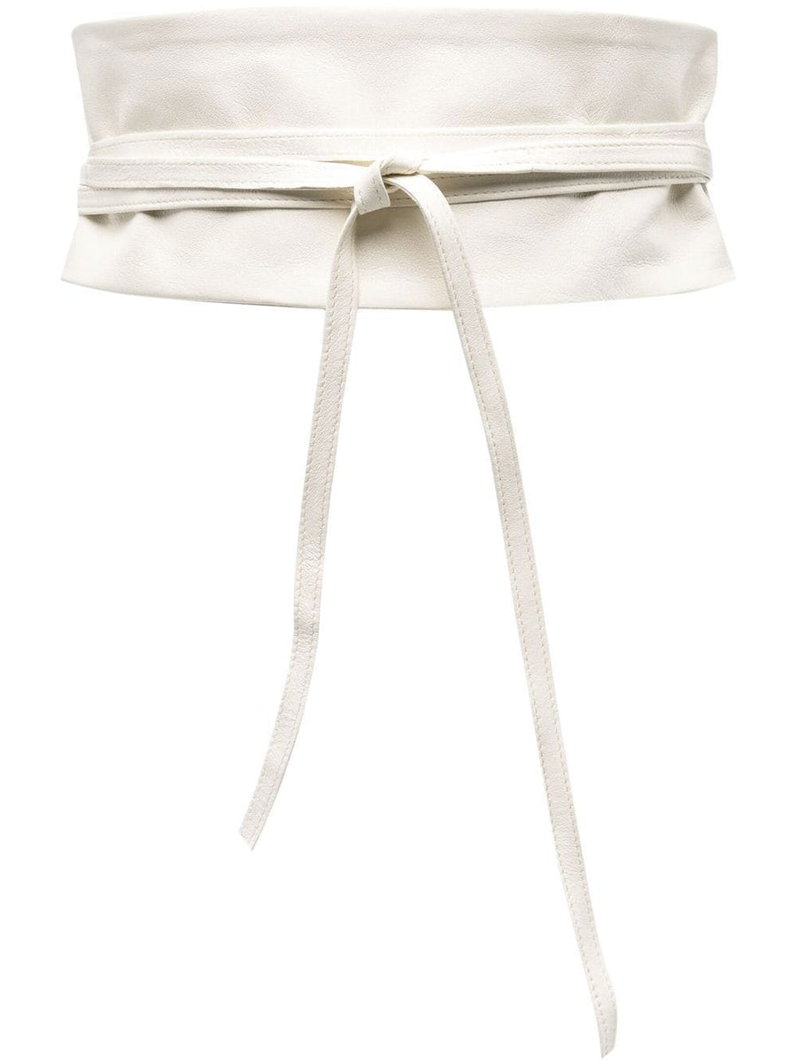 Furling By Giani Geisha White Calf Leather Wraparound Belt Self Tie High Waist Cinch For Dresses