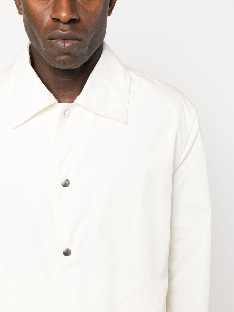 Jil Sander Logo Cotton Jacket For Men Discreet Logo Print Minimalist Luxury Shirt Jacket