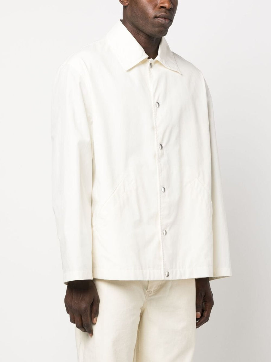 Jil Sander Logo Cotton Jacket For Men Discreet Logo Print Minimalist Luxury Shirt Jacket