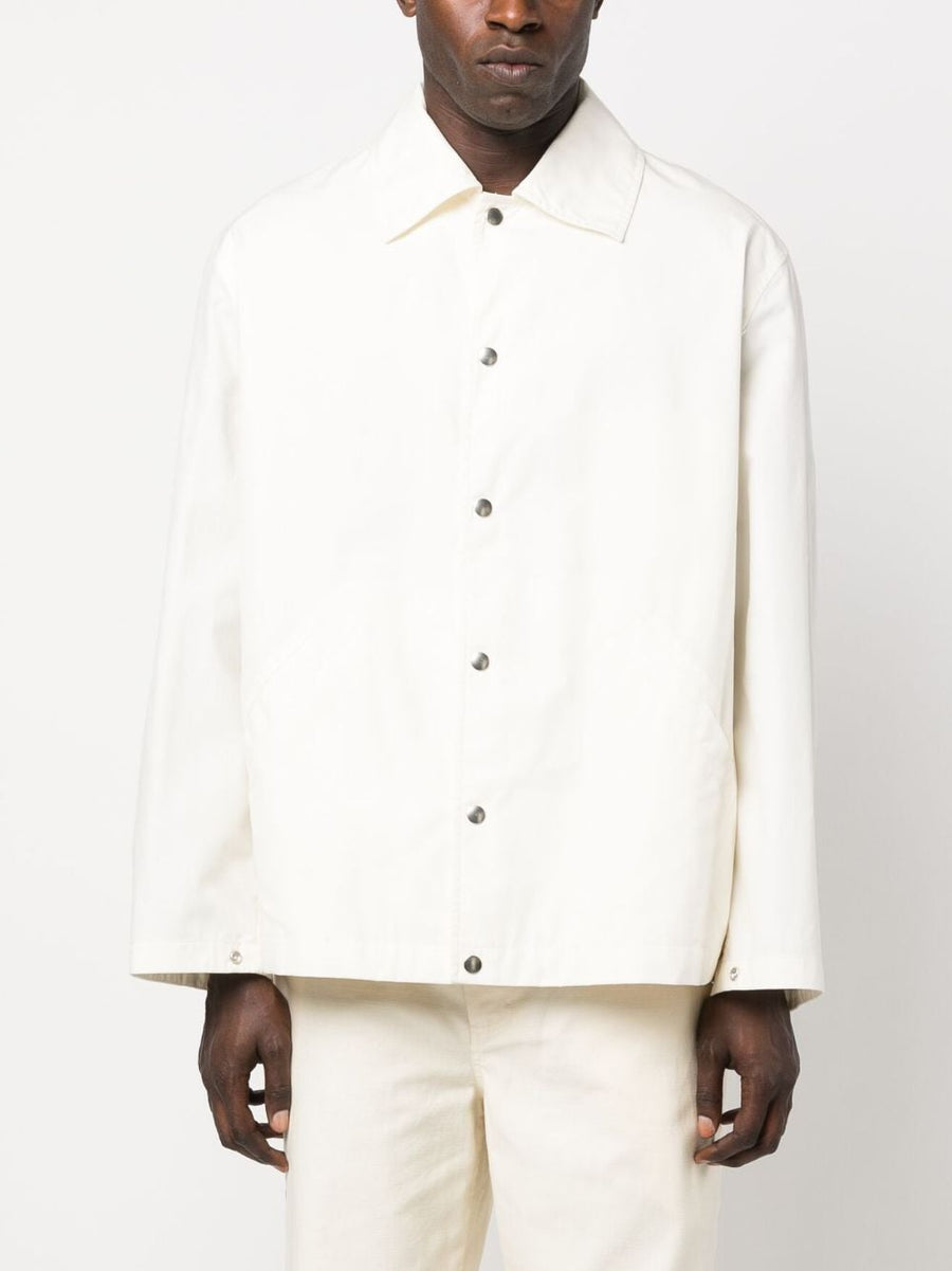Jil Sander Logo Cotton Jacket For Men Discreet Logo Print Minimalist Luxury Shirt Jacket