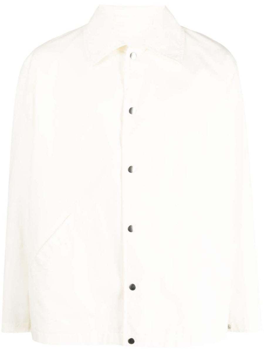 Jil Sander Logo Cotton Jacket For Men Discreet Logo Print Minimalist Luxury Shirt Jacket