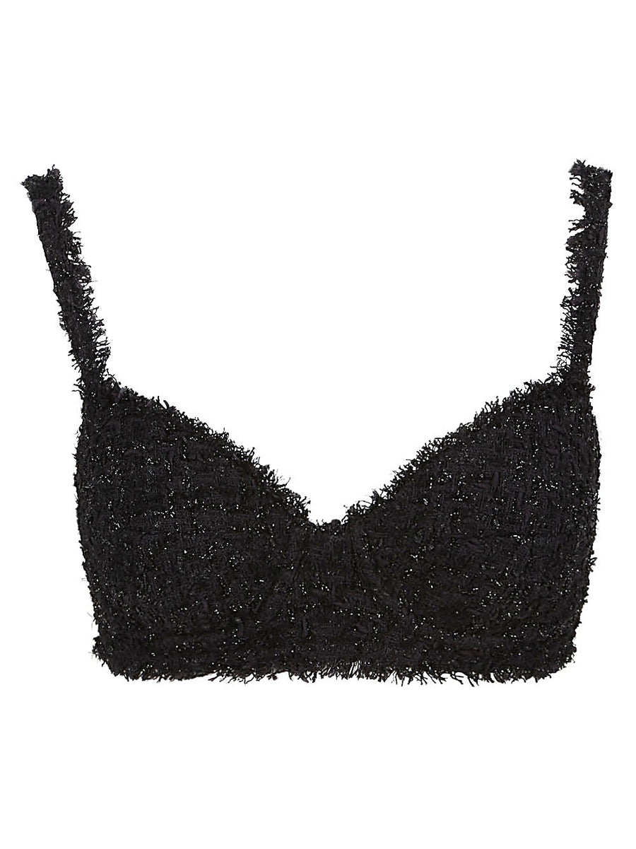 Balenciaga Tweed Top Corsetry Inspired Textured Topwear For Women Evening Wear Luxury Versatile