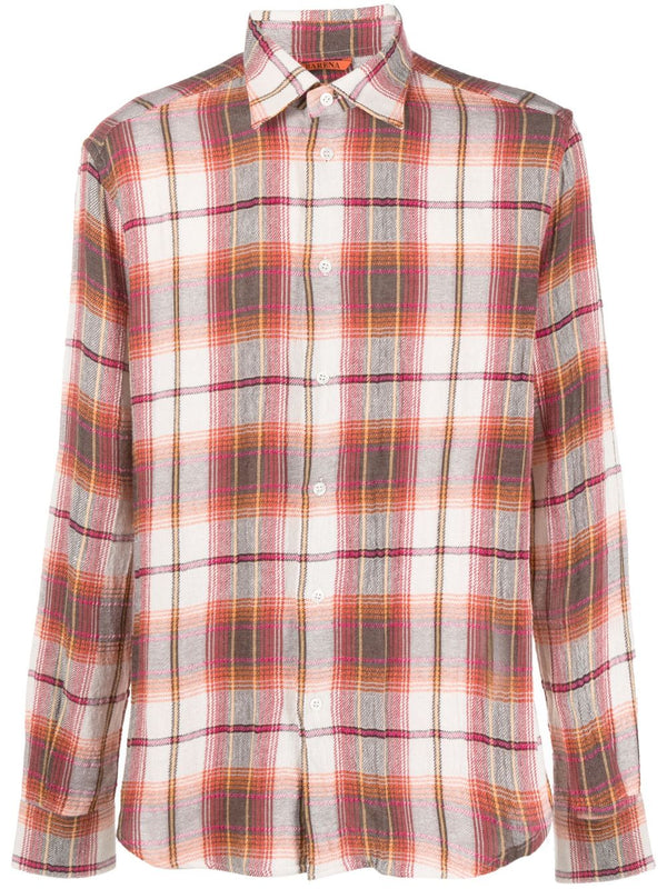 Barena Check print cotton blend shirt
