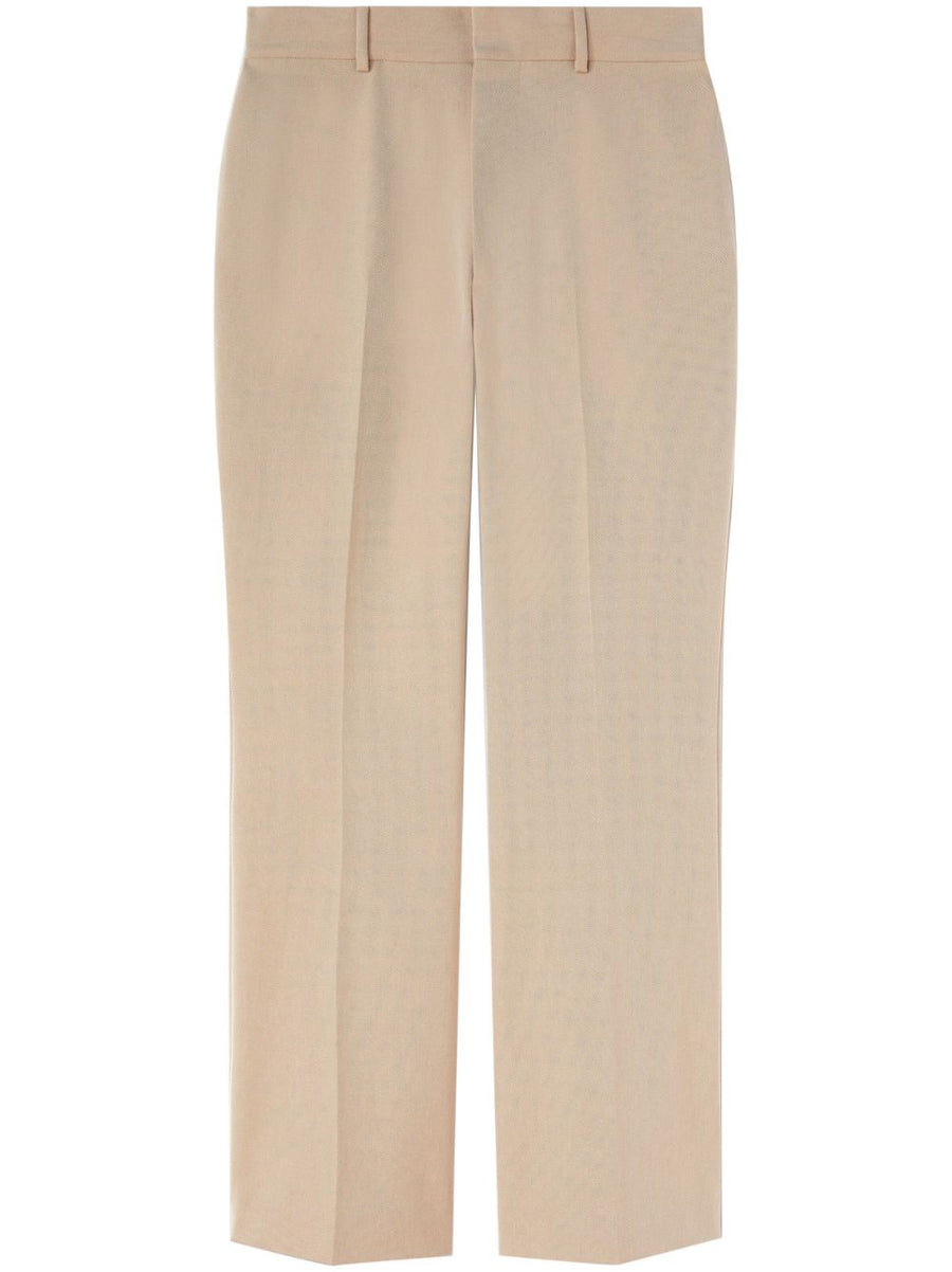 Palm Angels Flared Trousers Beige Cotton Blend For Men Premium Tailored Fit Versatile Work To Weekend
