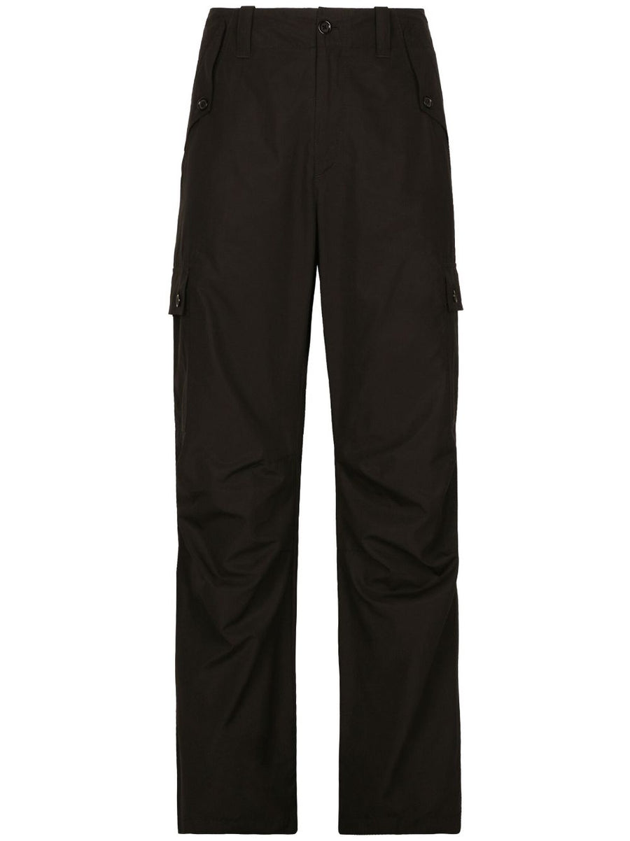 Dolce And Gabbana Cargo Trousers With Logo Plaque Black Cotton For Modern Men Premium