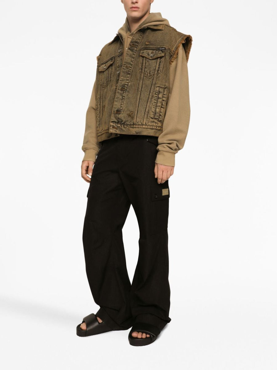 Dolce And Gabbana Cargo Trousers With Logo Plaque Black Cotton For Modern Men Premium