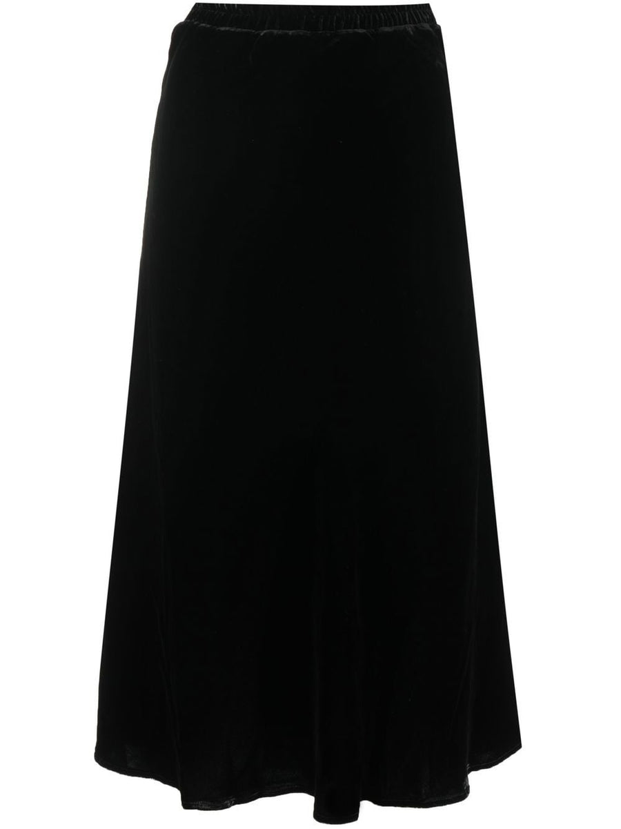 Gold Hawk Velvet Black Maxi Skirt For Women Elastic Waistband Pencil Silhouette Luxurious Versatile