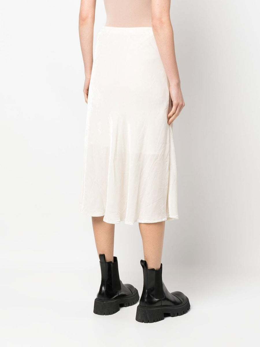Gold Hawk Velvet White Long Skirt High Waisted Satin Finish Luxe For Women Versatile Day To Night Wear