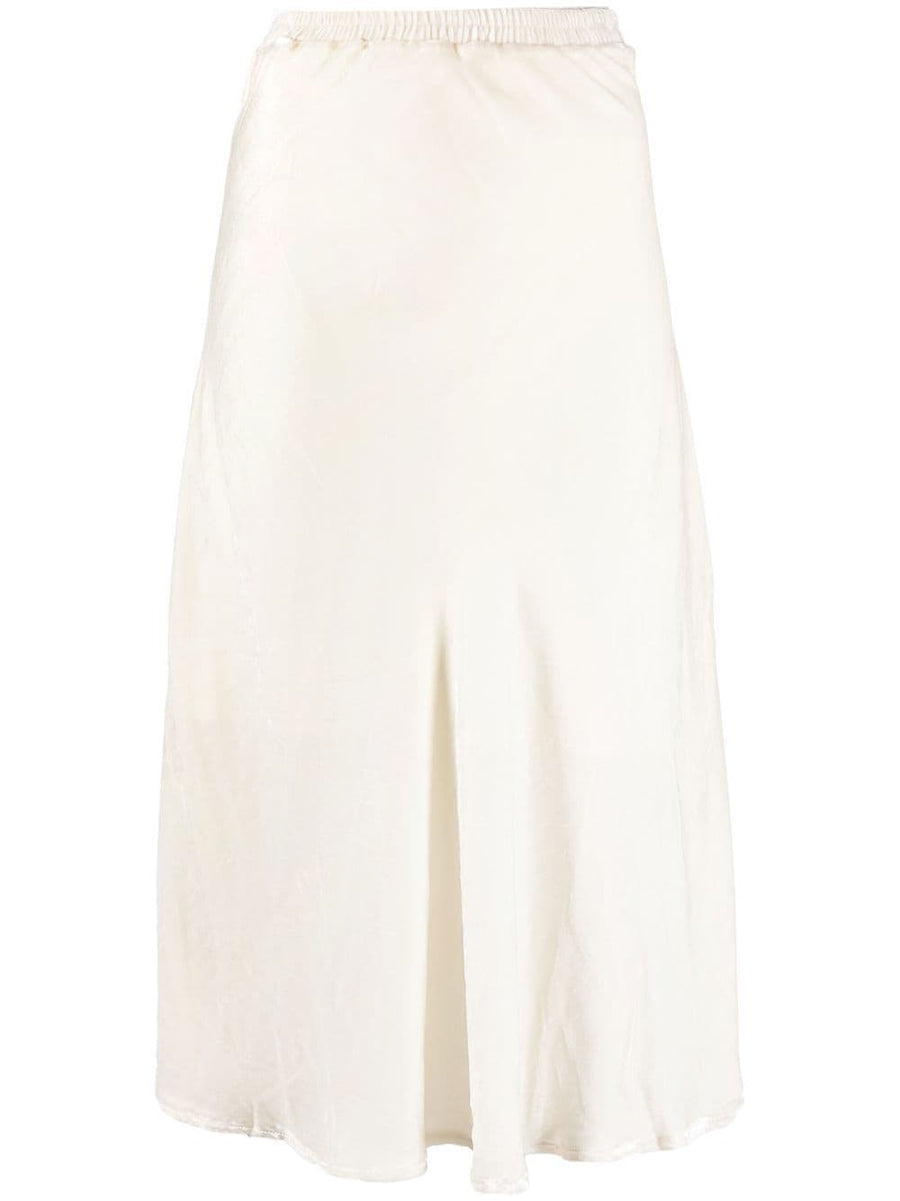 Gold Hawk Velvet White Long Skirt High Waisted Satin Finish Luxe For Women Versatile Day To Night Wear