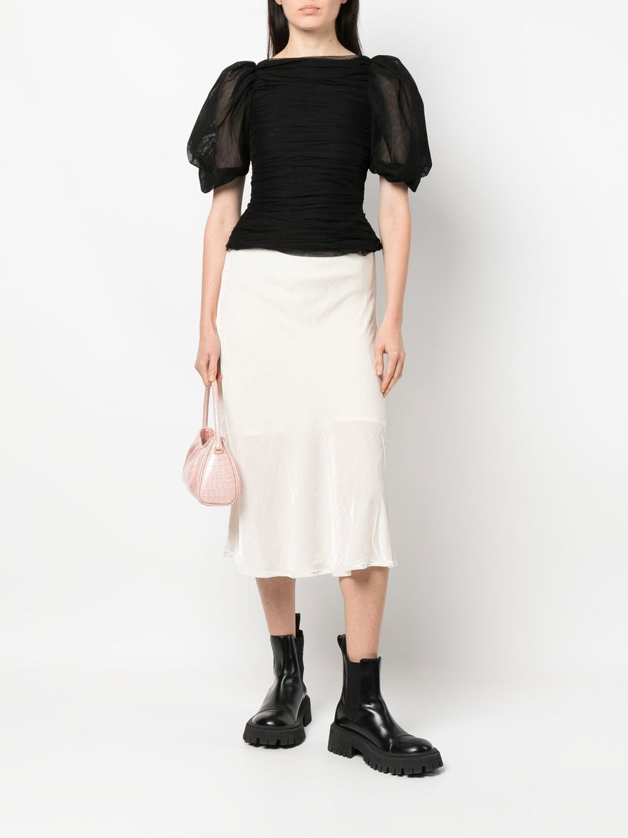 Gold Hawk Velvet White Long Skirt High Waisted Satin Finish Luxe For Women Versatile Day To Night Wear