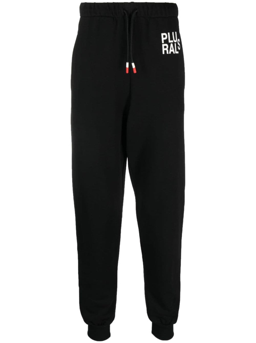 Peuterey Logo Cotton Sweatpants For Men Premium Comfort Elastic Drawstring Waist Front Logo Print Black