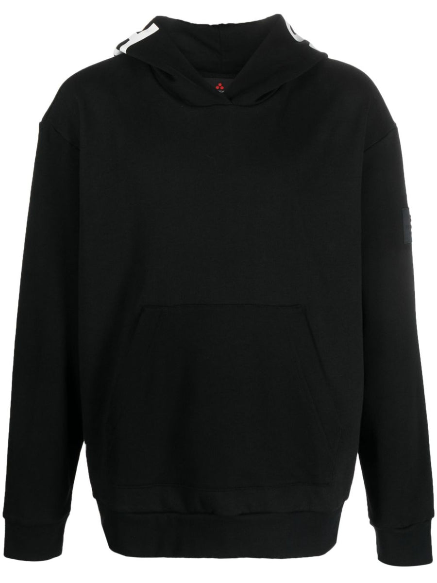 Peuterey Logo Cotton Hoodie For Men Premium Luxury Cotton Logo Print Hoodie Drop Shoulder Front Pocket