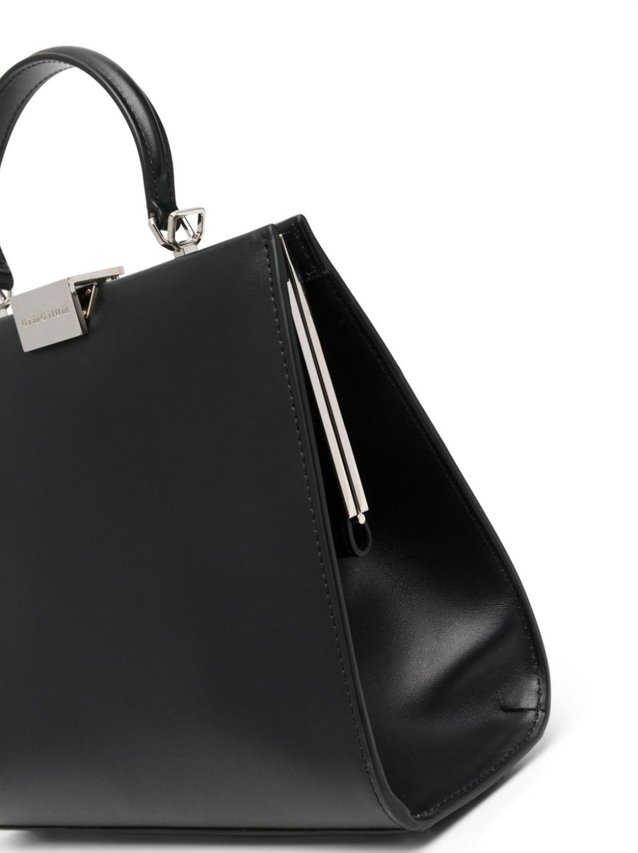 Armarium Logo Plaque Black Calf Leather Tote Bag For Modern Women Premium Everyday Luxury Detachable Strap