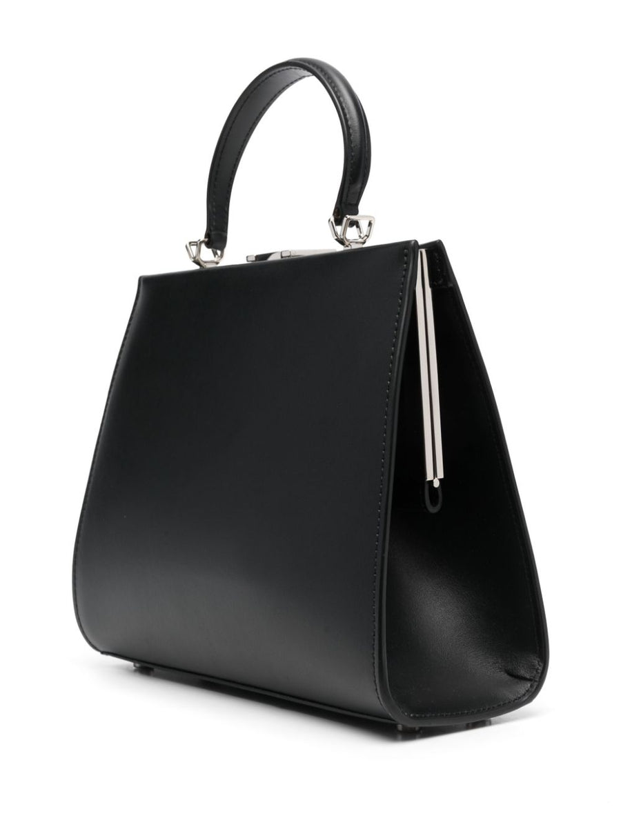 Armarium Logo Plaque Black Calf Leather Tote Bag For Modern Women Premium Everyday Luxury Detachable Strap