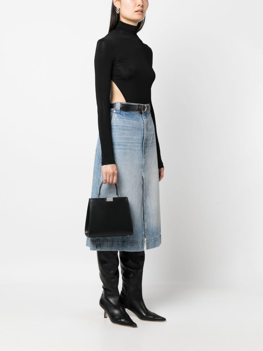 Armarium Logo Plaque Black Calf Leather Tote Bag For Modern Women Premium Everyday Luxury Detachable Strap